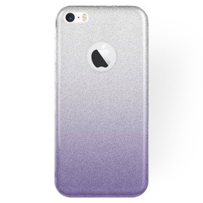 Луксозен силиконов гръб ТПУ с брокат за Apple iPhone 6 4.7 / Apple iPhone 6s 4.7 преливащ сребристо към лилаво 